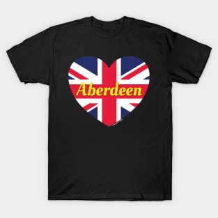 Aberdeen Scotland UK British Flag Heart T-Shirt